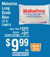 Smart & Final Mahatma long grain rice offer
