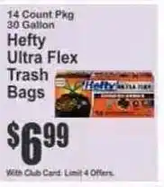 Key Food Hefty ultra flex trash bags offer