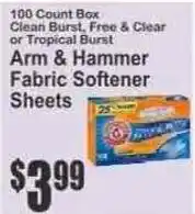 Key Food Arm & Hammer fabric softener sheets offer