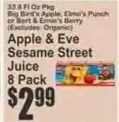 Key Food Apple & Eve Sesame Street Juice offer