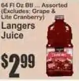 Key Food Langers juice offer