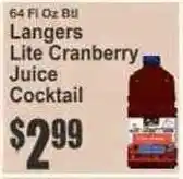 Key Food Langers lite cranberry juice cocktail offer