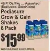 Key Food Pediasure Grow & Gain Shakes offer