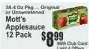 Key Food Mott's Applesauce offer
