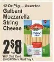 Key Food Galbani mozzarella string cheese offer