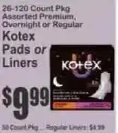 Key Food Kotex Pads or Liners offer