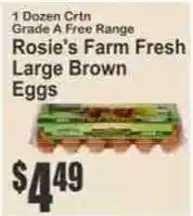 Key Food Rosie's Farm Fresh Large Brown Eggs offer
