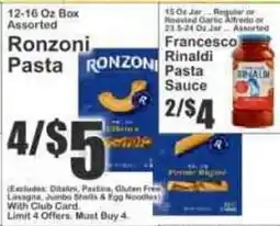 Key Food Ronzoni pasta offer