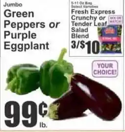 Key Food Jumbo Green Peppers or Purple Eggplant offer