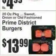 Key Food Prime District Burgers offer