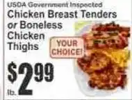 Key Food Chicken Breast Tenders or Boneless Chicken Thighs offer