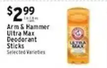 Met Foodmarkets Arm & Hammer Ultra Max Deodorant Sticks offer