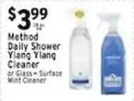 Met Foodmarkets Method daily shower yiang yiang cleaner or glass + surface mint cleaner offer
