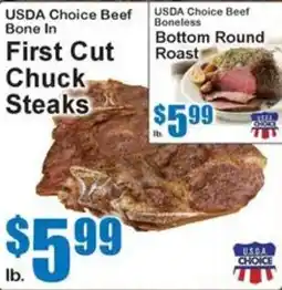 Super Fresh Usda choice beef bone in first cut chuck steaks offer