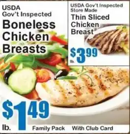 Super Fresh Usda Gov't Inspected Boneless Chicken Breasts offer