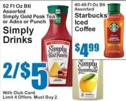 Super Fresh Simply Drinks offer