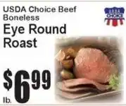 Super Fresh Usda choice beef eye round roast offer