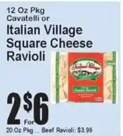 Super Fresh Italian Village square cheese ravioli offer