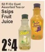 Super Fresh Ssips assorted tea or fruit juice offer