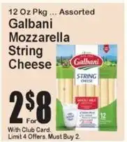 Super Fresh Galbani mozzarella string cheese offer
