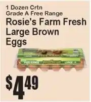 Super Fresh Rosie's Farm Fresh Large Brown Eggs offer