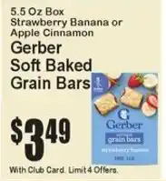 Super Fresh Gerber soft baked grain bars offer