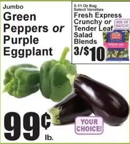 Super Fresh Jumbo Green Peppers or Purple Eggplant offer