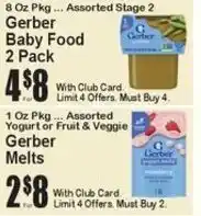 Super Fresh Gerber baby food offer