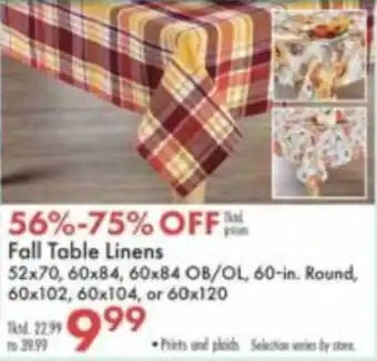 Boscov's Fall Table Linens offer