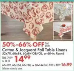 Boscov's Cotton & Jacquard Fall Table Linens offer