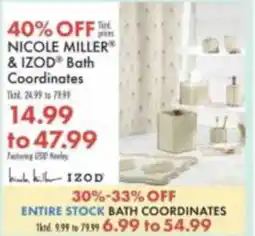 Boscov's Nicole Miller & Izod Bath Coordinates offer