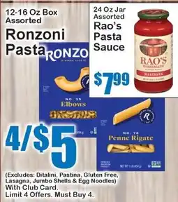 Super Fresh Ronzoni pasta offer