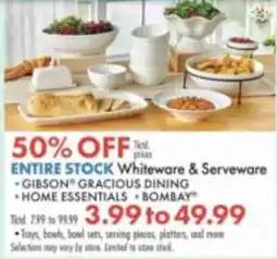 Boscov's Entire Stock Whiteware & Serveware offer