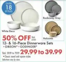 Boscov's Gibson & Godinger 12- & 16-Piece Dinnerware Sets offer