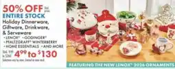 Boscov's Lenox Holiday Dinnerware, Giftware, Drinkware, & Serveware offer