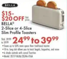 Boscov's Bella 2-Slice or 4-Slice Slim Profile Toasters offer