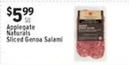Met Foodmarkets Applegate Naturals Sliced Genoa Salami offer