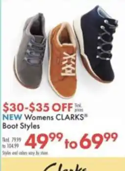 Boscov's New Womens Clarks Boot Styles offer