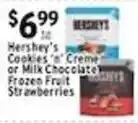 Met Foodmarkets Hershey's Cookies 'n' Creme or Milk Chocolate Frozen Fruit Strawberries offer
