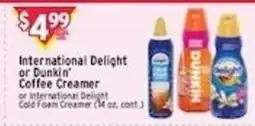 Met Foodmarkets International delight or dunkin' coffee creamer offer