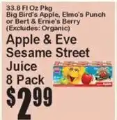 Super Fresh Apple & Eve Sesame Street Juice offer