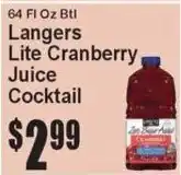 Super Fresh Langers lite cranberry juice cocktail offer