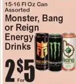 Super Fresh Assorted Monster, Bang or Reign Energy Drinks offer