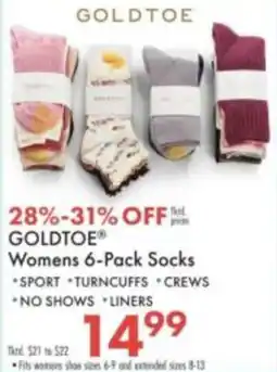 Boscov's GoldToe Womens 6-Pack Socks offer