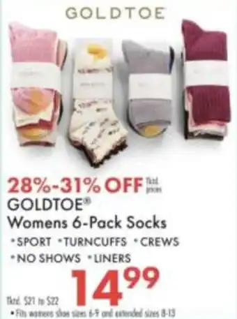 Boscov's GoldToe Womens 6-Pack Socks offer