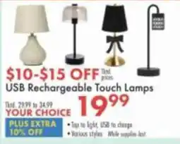 Boscov's USB Rechargeable Touch Lamps offer