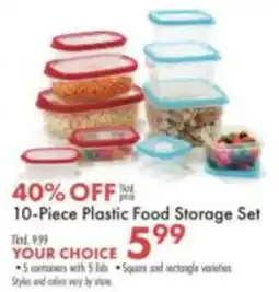 Boscov's 10-Piece Plastic Food Storage Set offer