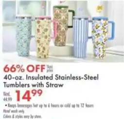 Boscov's Insulated stainless steel tumblers with straw offer