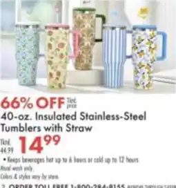 Boscov's Insulated Stainless-Steel Tumblers with Straw offer