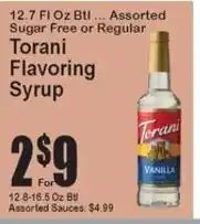 Super Fresh Torani flavoring syrup offer